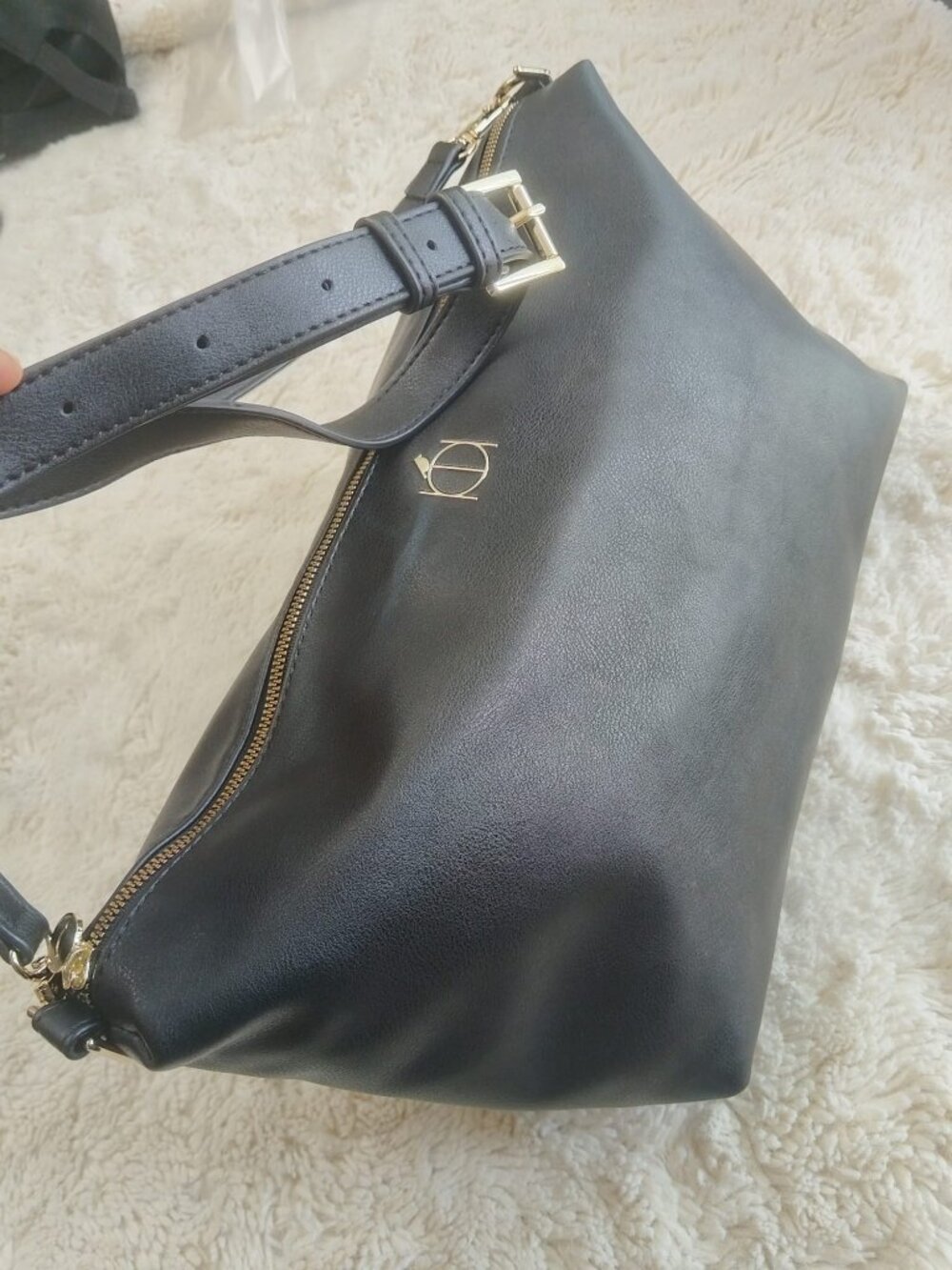 Baggallini Black Faux Leather Convertible Crossbody Bag RFID Protection